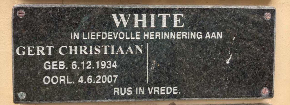WHITE Gert Christiaan 1934-2007