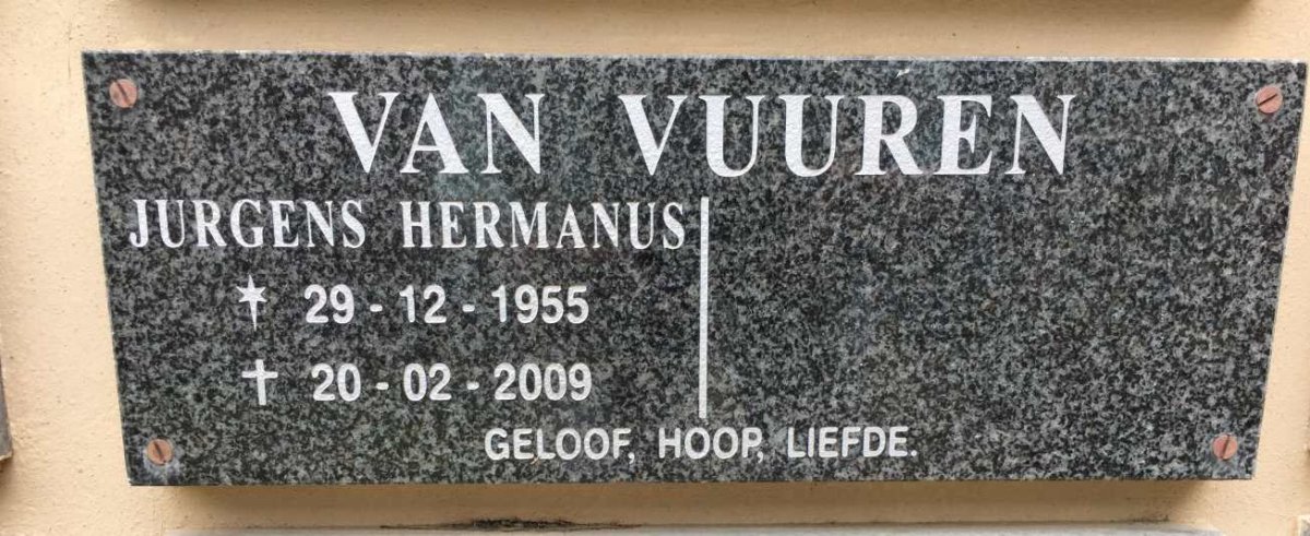 VUUREN Jurgens Hermanus, van 1955-2009
