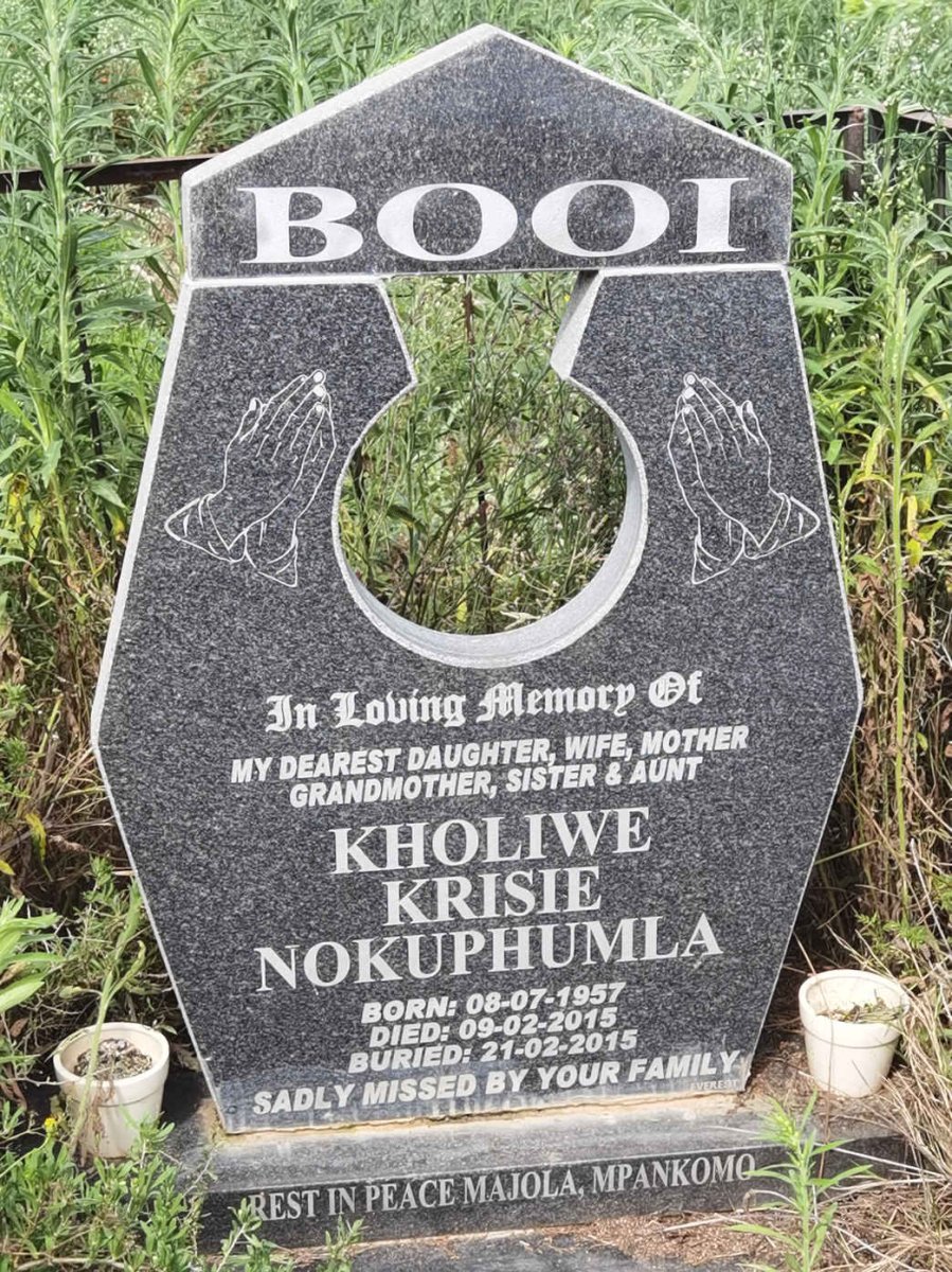 BOOI Kholiwe Krisie Nokuphumla 1957-2015