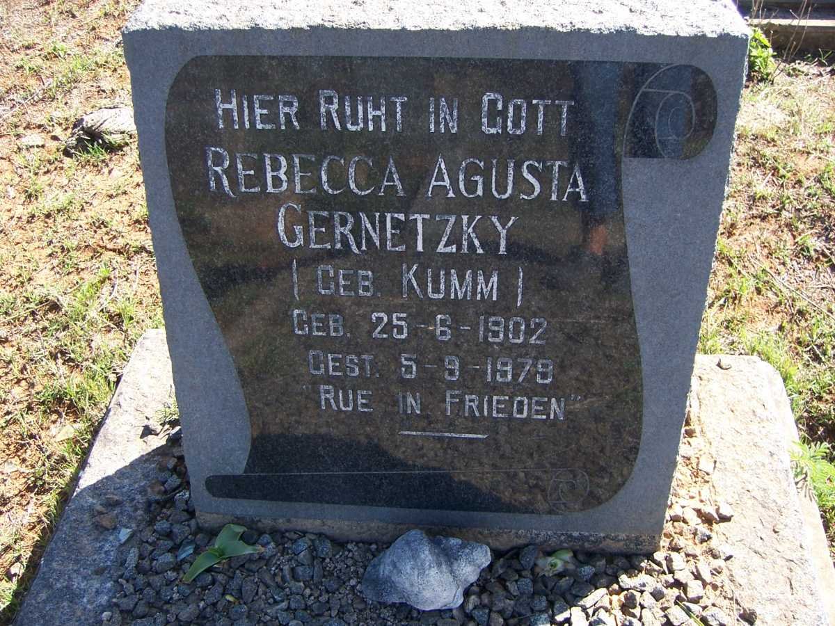 GERNETZKY Rebecca Agusta nee KUMM 1902-1979