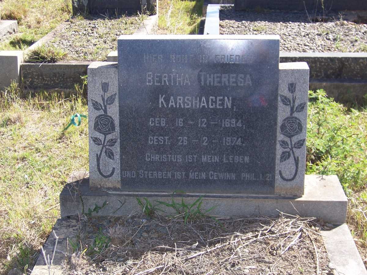 KARSHAGEN Bertha Theresa 1894-1974