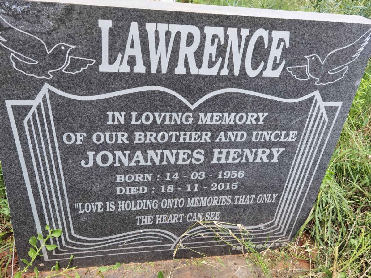 LAWRENCE Jonannes Henry 1956-2015