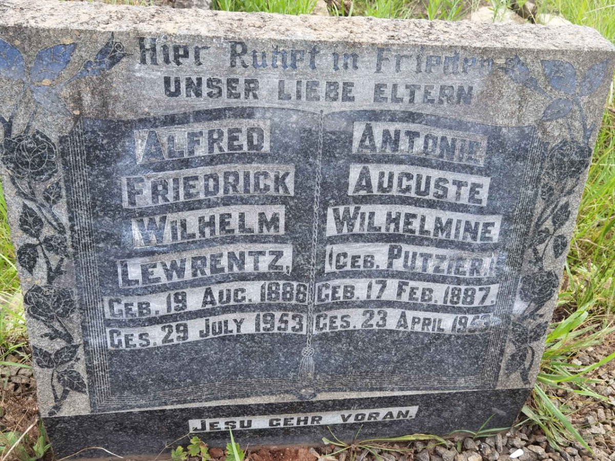 LEWRENTZ Alfred Friedrick Wilhelm 1888-1953 &amp; Antonie Auguste Wilhelmine PUTZIER 1887-1953