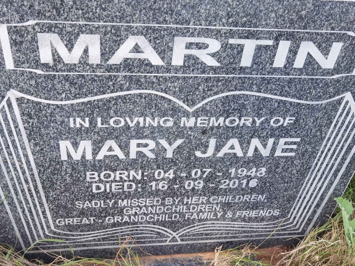 MARTIN Mary Jane 1948-2016