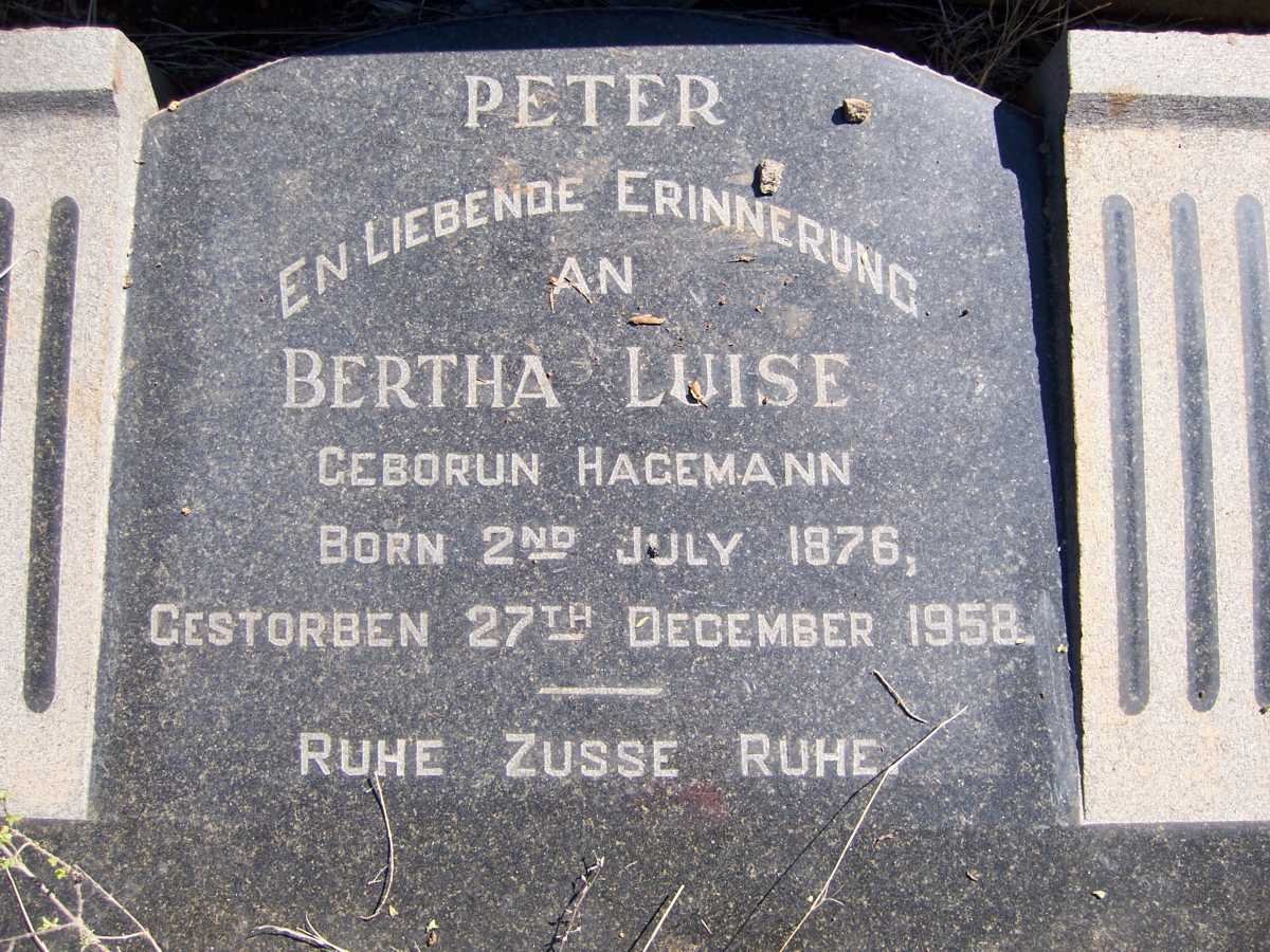 PETER Johann F. 1875-1946 &amp; Bertha Luise HAGEMANN 1876-1958 _2