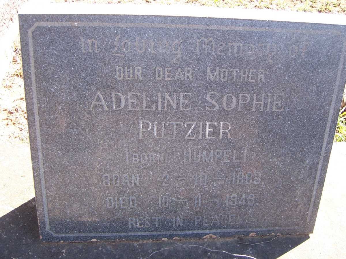 PUTZIER Adeline Sophie nee HUMPEL 1886-1949