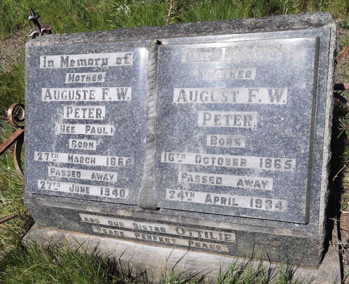 PETER August F.W. 1865-1934 &amp; Auguste F.W. PAUL 1868-1940 :: PETER Ottilie