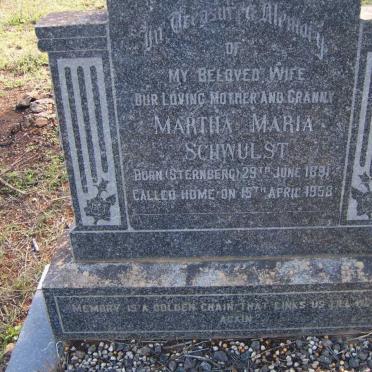 SCHWULST Martha Maria nee STERNBERG 1891-1958
