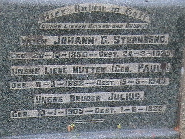 STERNBERG Johann G. 1850-1925 &amp; Mutter PAUL 1862-1943 :: STERNBERG Julius 1905-1922