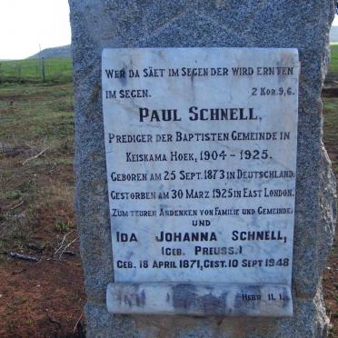 SCHNELL Paul 1873-1925 &amp; Ida Johanna PREUSS 1871-1948