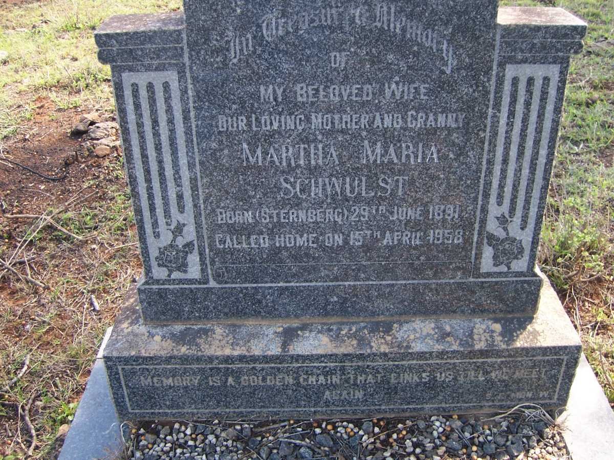 SCHWULST Martha Maria nee STERNBERG 1891-1958