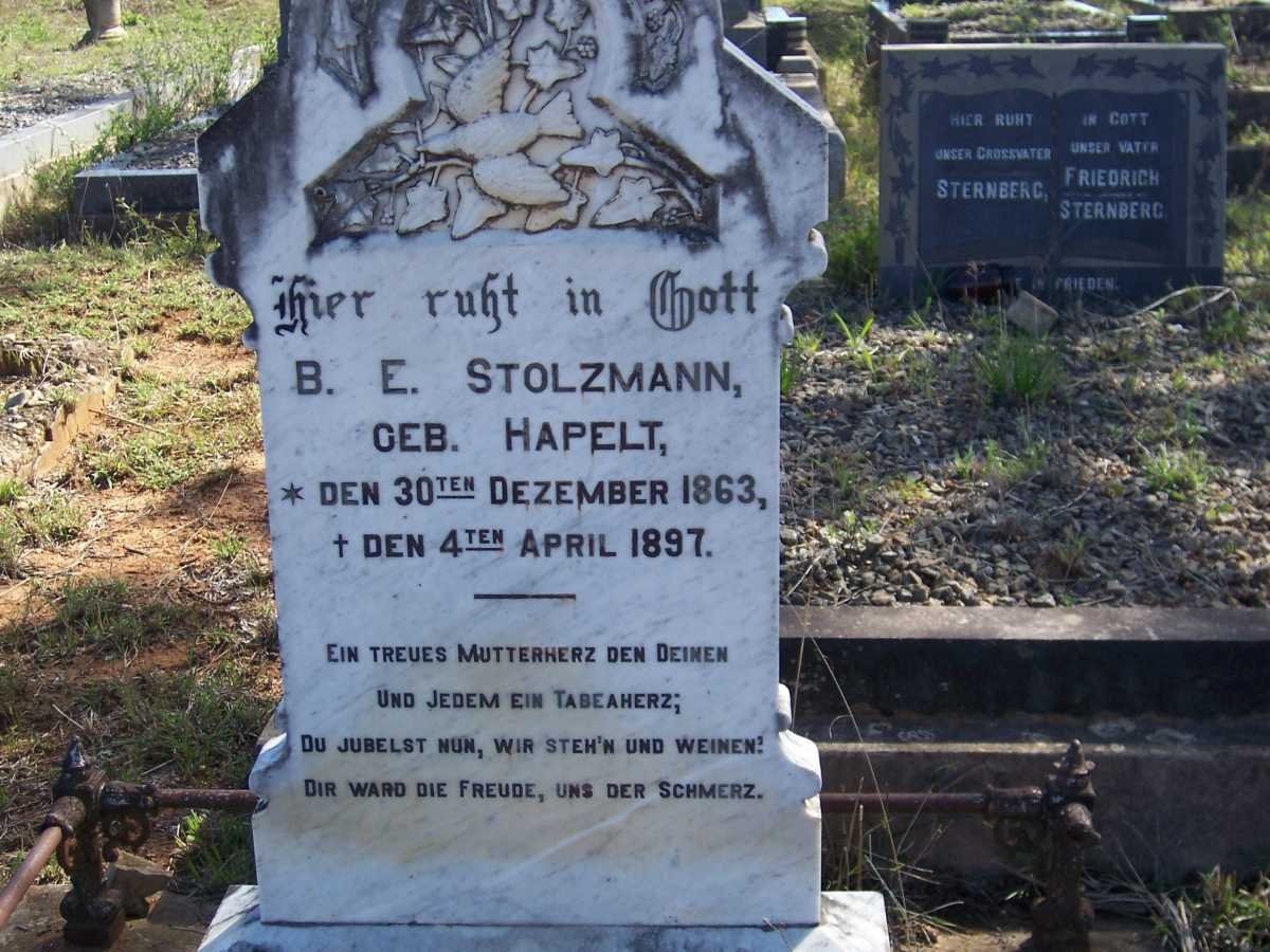 STOLZMANN B.E. nee HAPELT 1863-1897