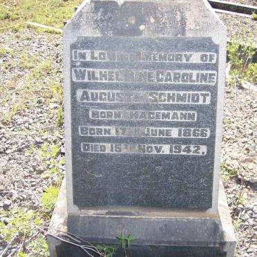 SCHMIDT Wilhelmine Caroline Auguste nee HAGEMANN 1866-1942