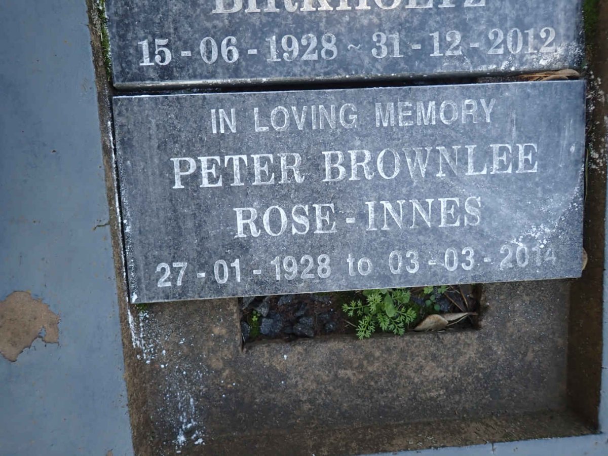 INNES Peter Brownlee, ROSE 1928-2014