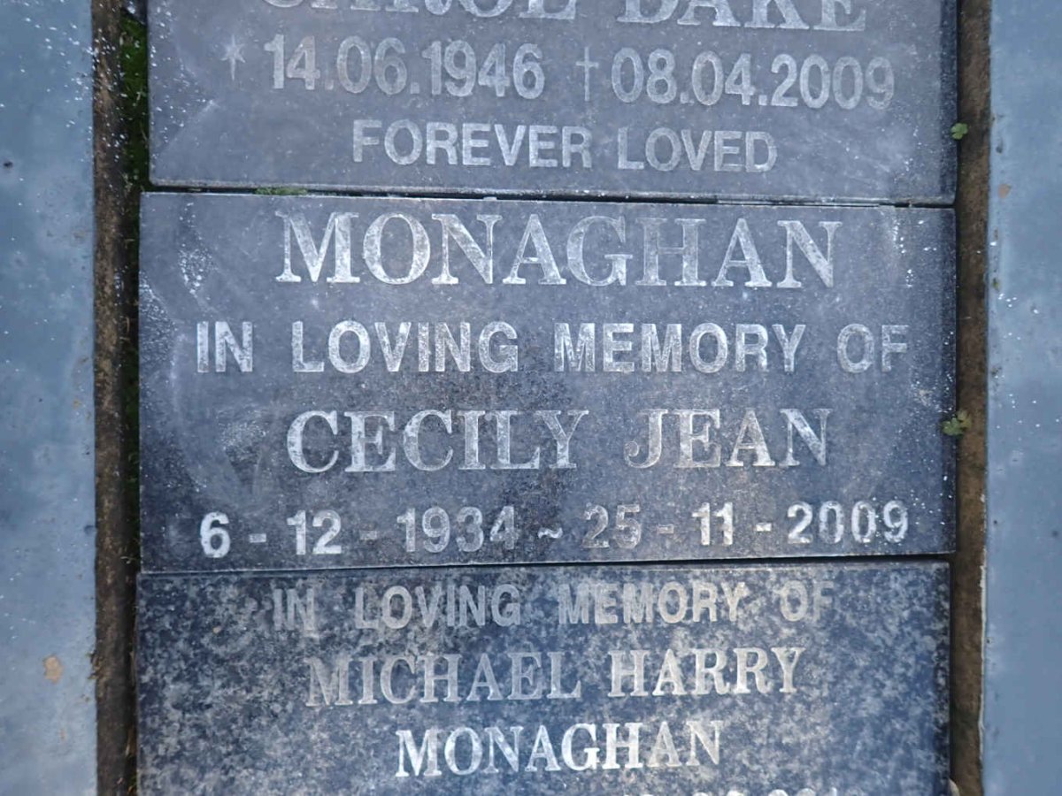 MONAGHAN Cecily Jean 1934-2009
