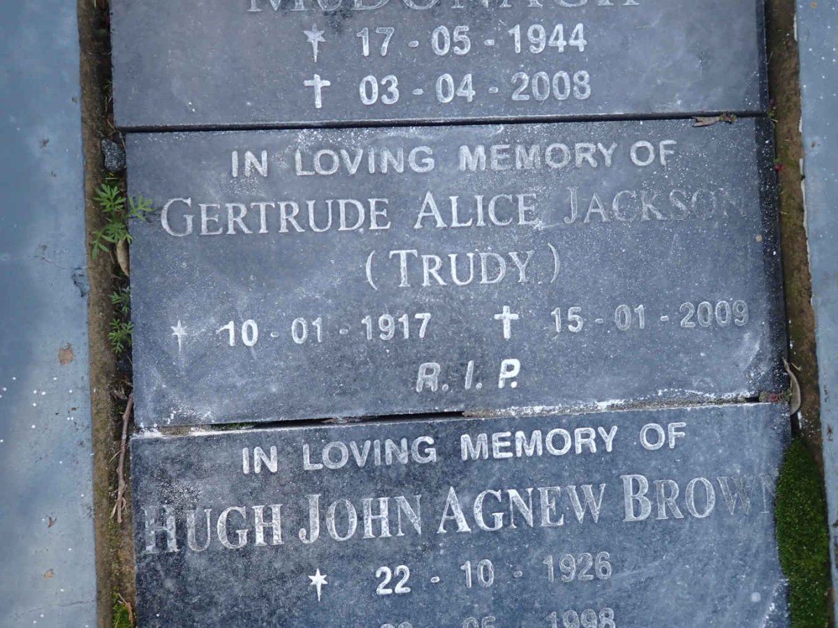 JACKSON Gertrude Alice 1917-2009