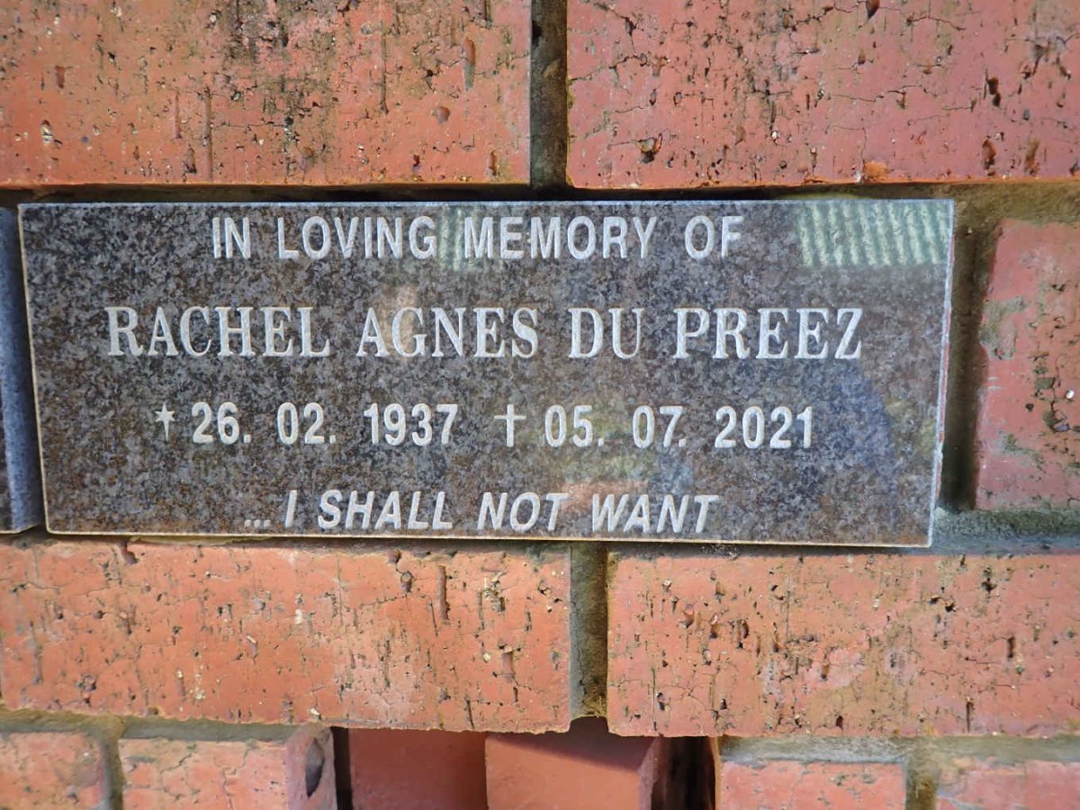 PREEZ Rachel Agnes, du 1937-2021