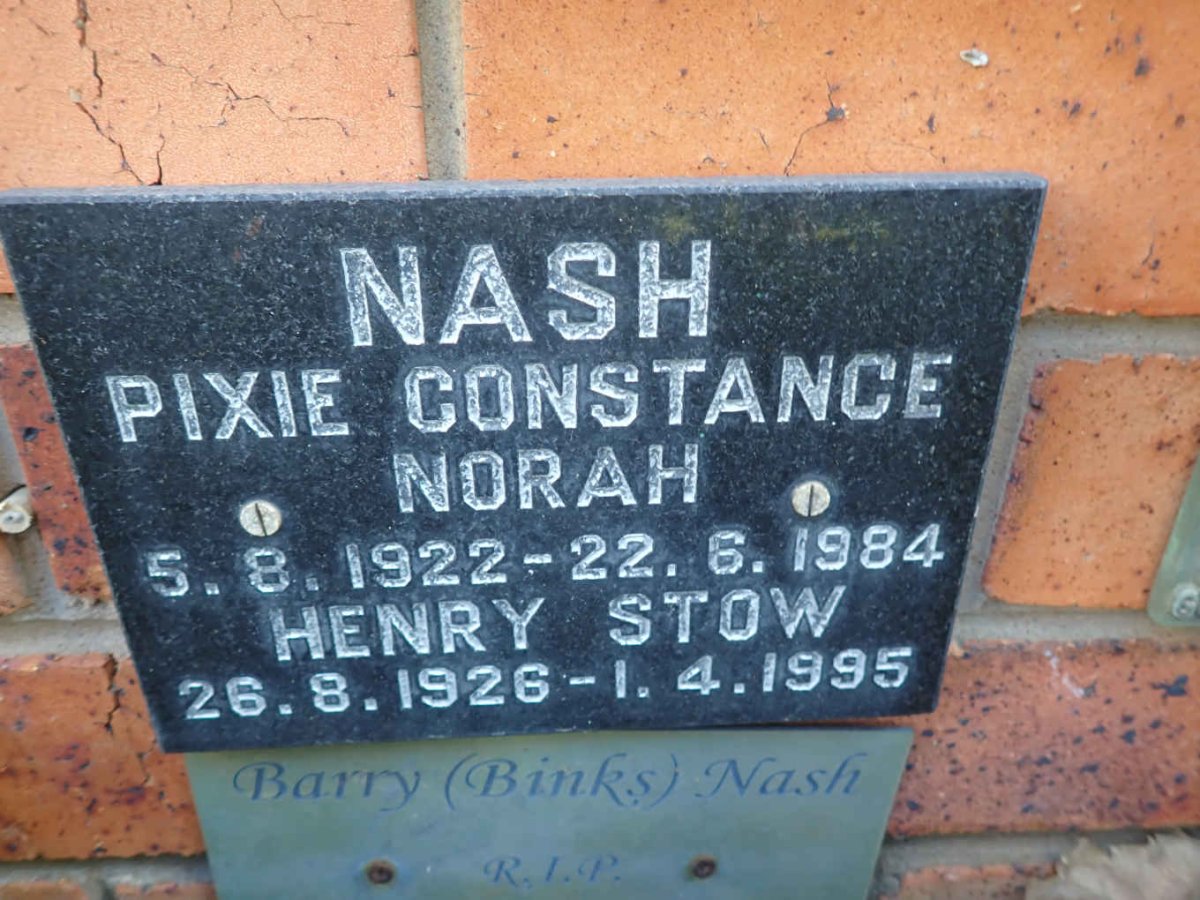 NASH Henry Stow 1926-1995 & Pixie Constance 1922-1984