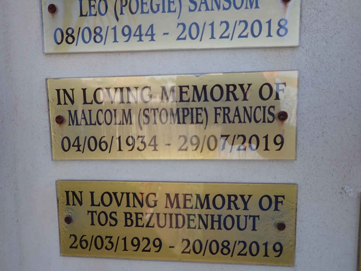 FRANCIS Malcolm 1934-2019 :: BEZUIDENHOUT Tos 1929-2019