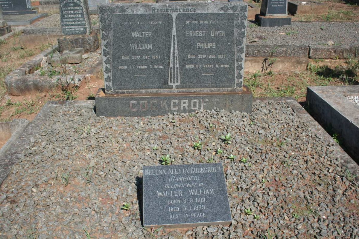 COCKROFT Walter William -1951 &amp; Helena Aletta CAMPHER 1901-1979 :: COCKROFT Ernest Owen Philips -1957