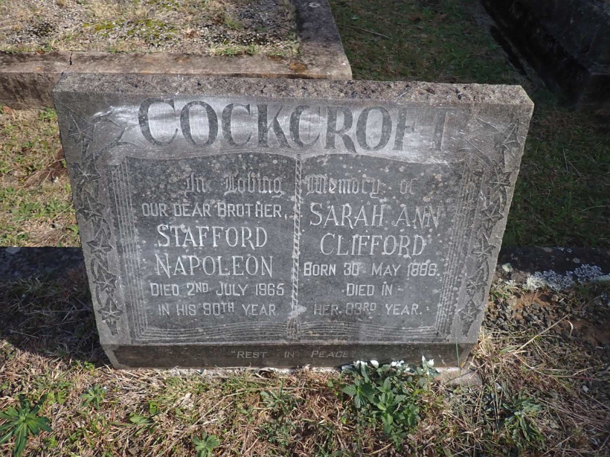 COCKCROFT Stafford Napoleon -1965 :: CLIFFORD Sarah Ann 1886-