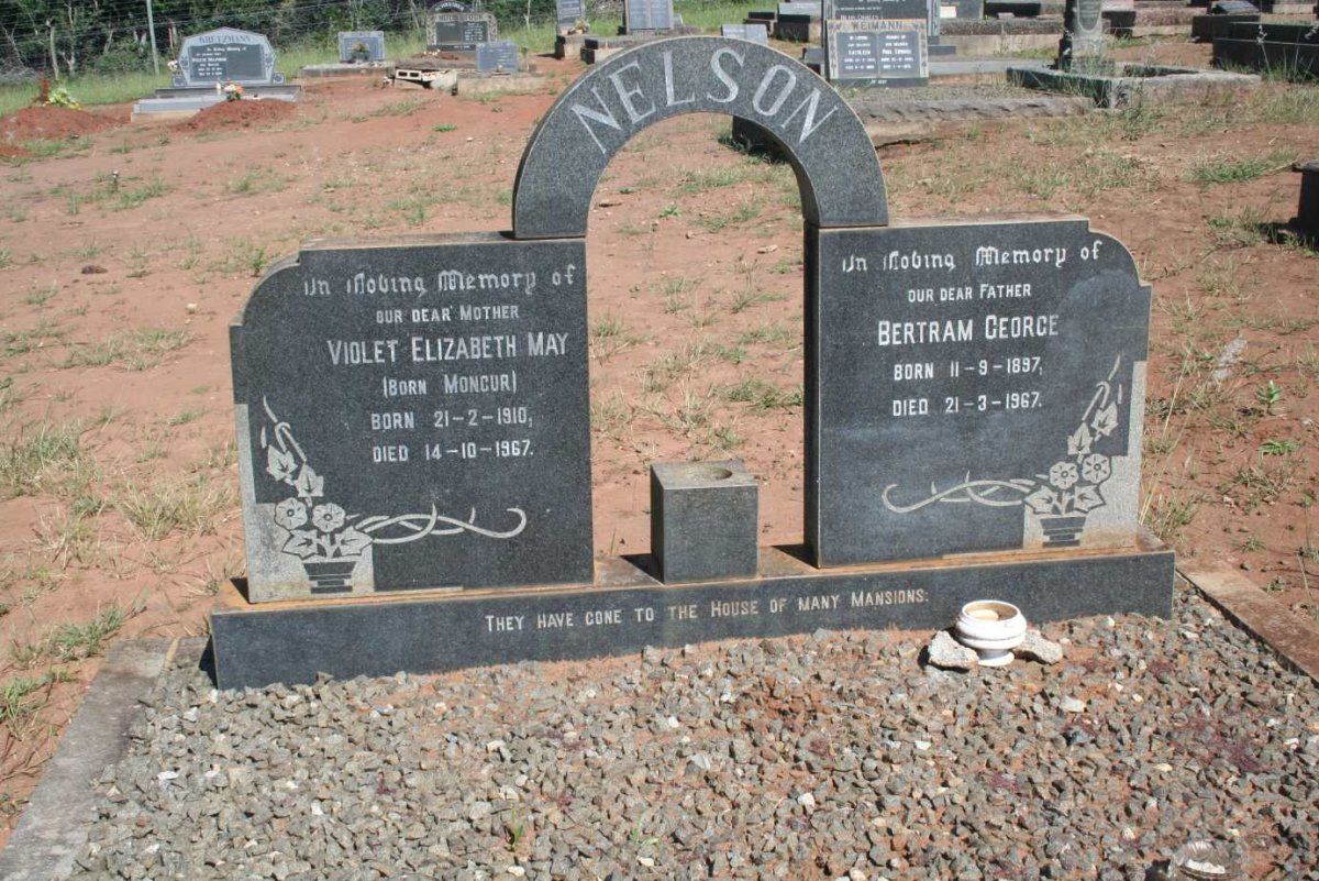 NELSON Bertram George 1897-1967 &amp; Violet Elizabeth May MONCUR 1910-1967