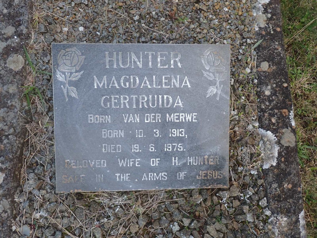 HUNTER Magdalena Gertruida nee VAN DER MERWE 1913-1975