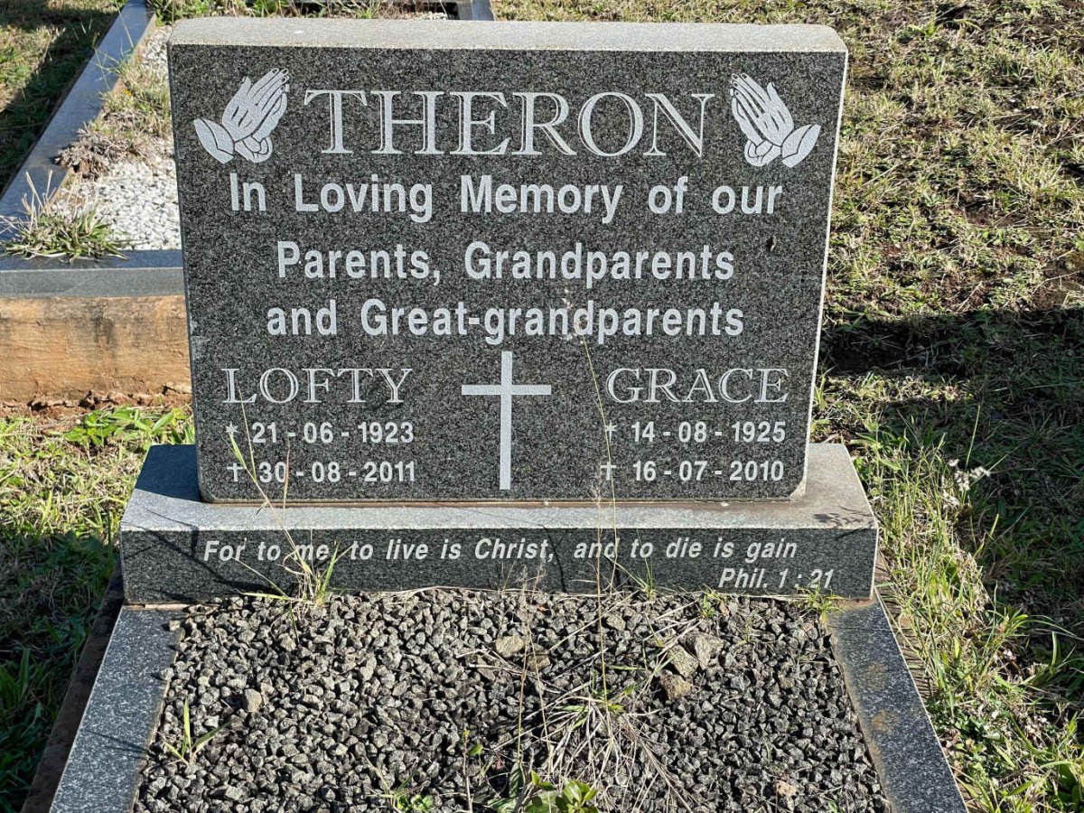 THERON Lofty 1923-2011 &amp; Grace 1925-2010