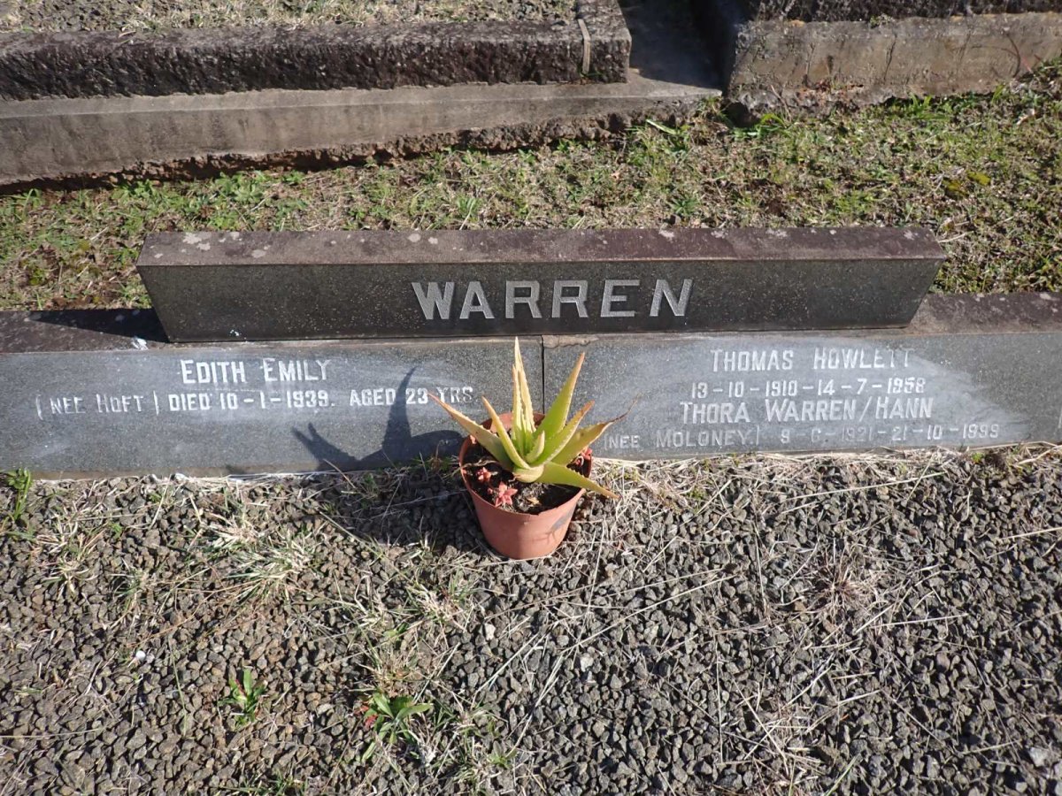 WARREN Edith Emily nee HOFT -1939 :: WARREN Thomas Howlett 1910-1958 & Thora HANN nee MOLONEY 1921-1999
