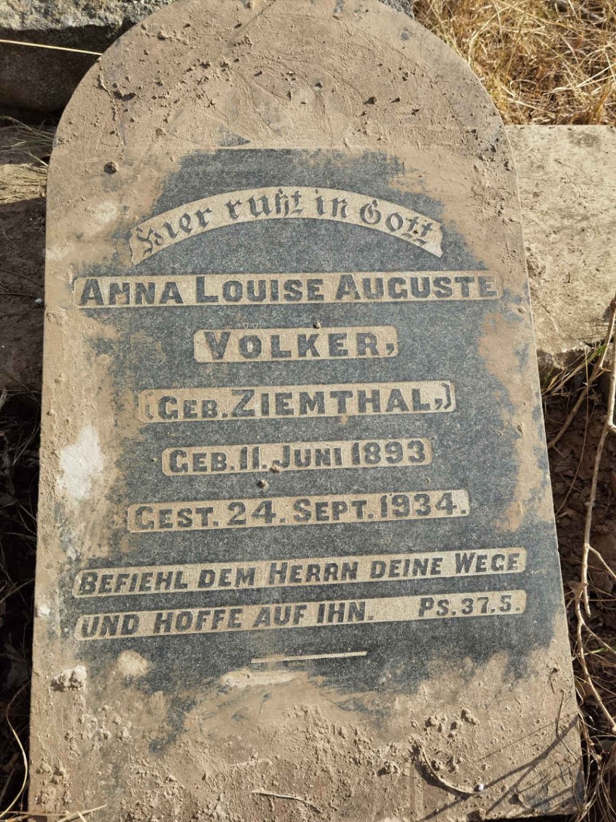 VOLKER Anna Louise Auguste nee ZIEMTHAL 1893-1934