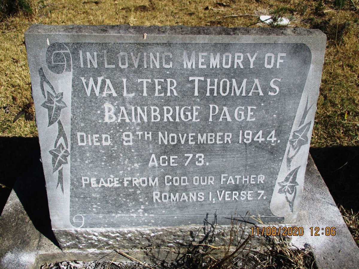 PAGE Walter Thomas Bainbrige -1944
