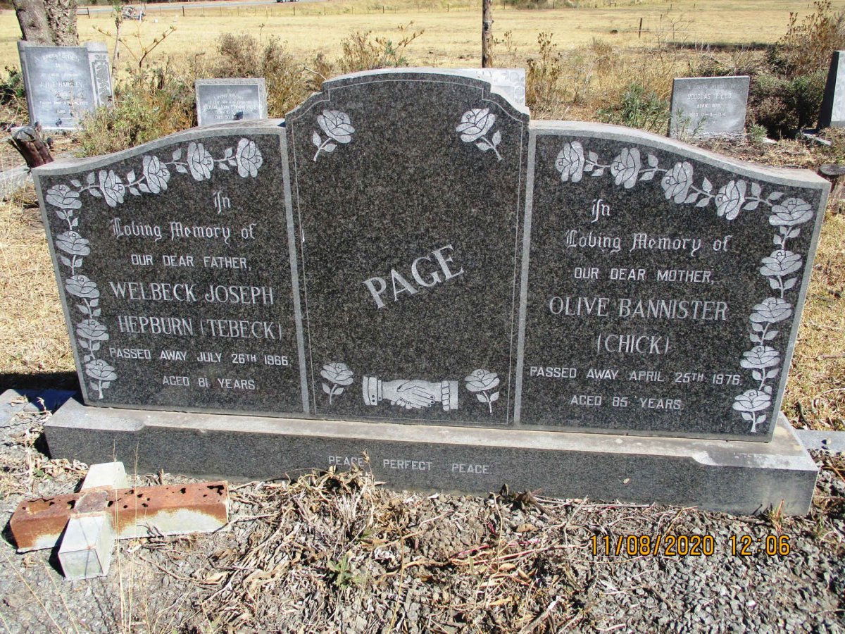 PAGE Welbeck Joseph Hepburn -1966 &amp; Olive Bannister -1976