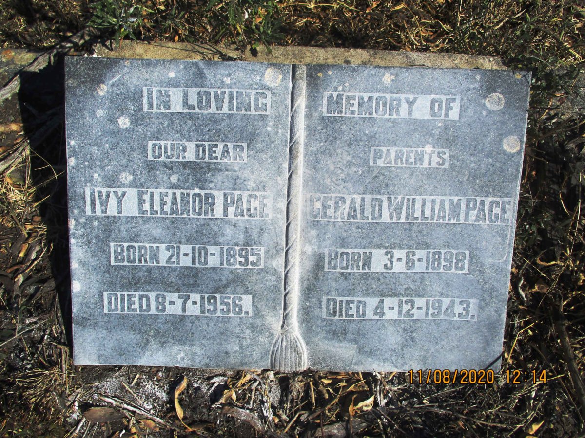 PAGE Gerald William 1898-1943 &amp; Ivy Eleanor 1895-1956