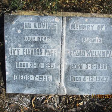 PAGE Gerald William 1898-1943 &amp; Ivy Eleanor 1895-1956