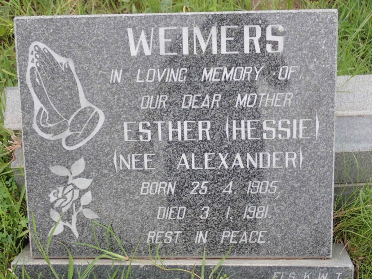WEIMERS Esther nee ALEXANEDER 1905-1981