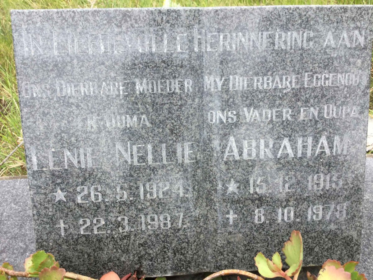 ? Abraham 1915-1978 &amp; Lenie Nellie 1924-1987