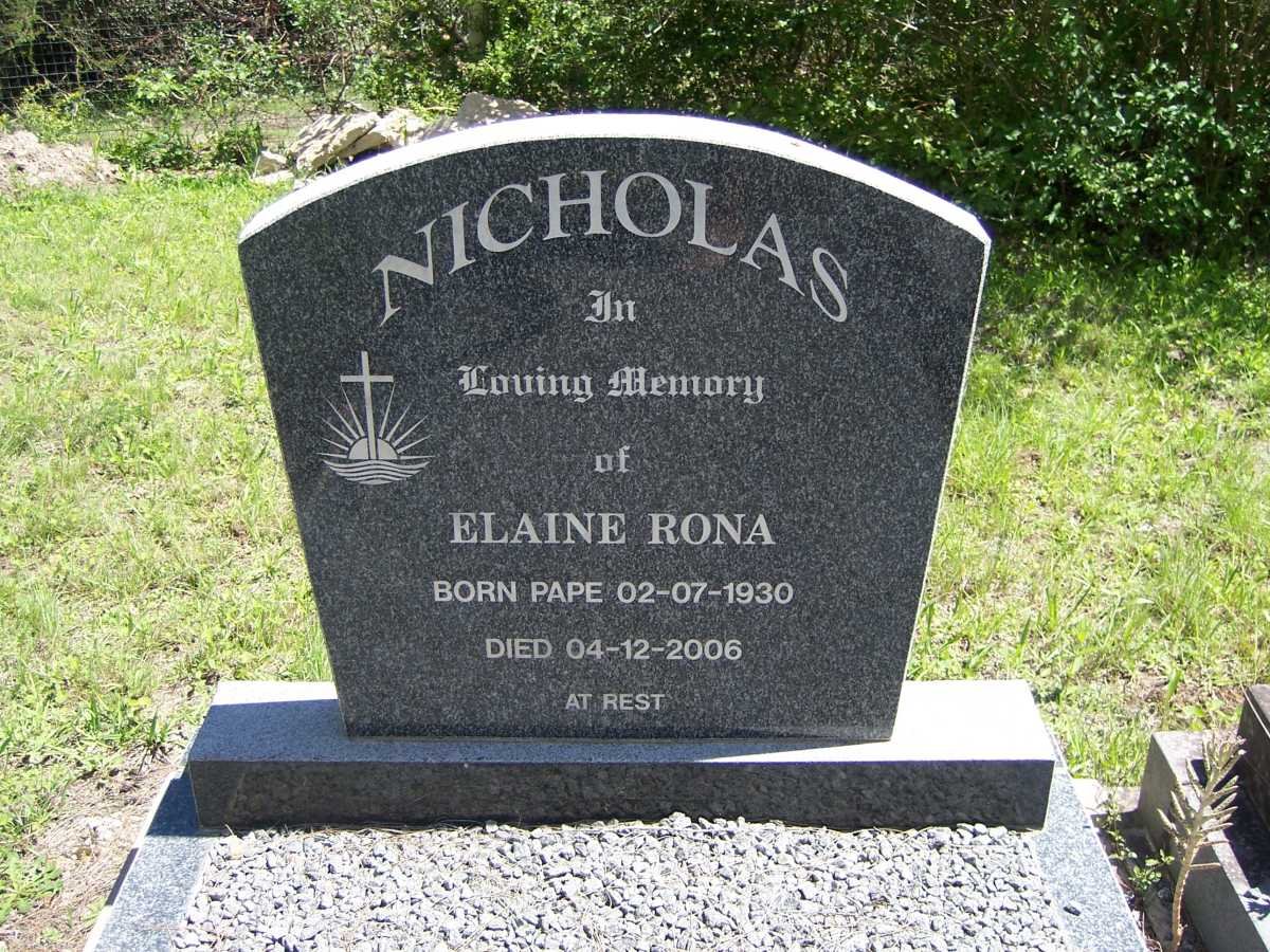 NICOLAS Elaine Rona nee PAPE 1930-2006