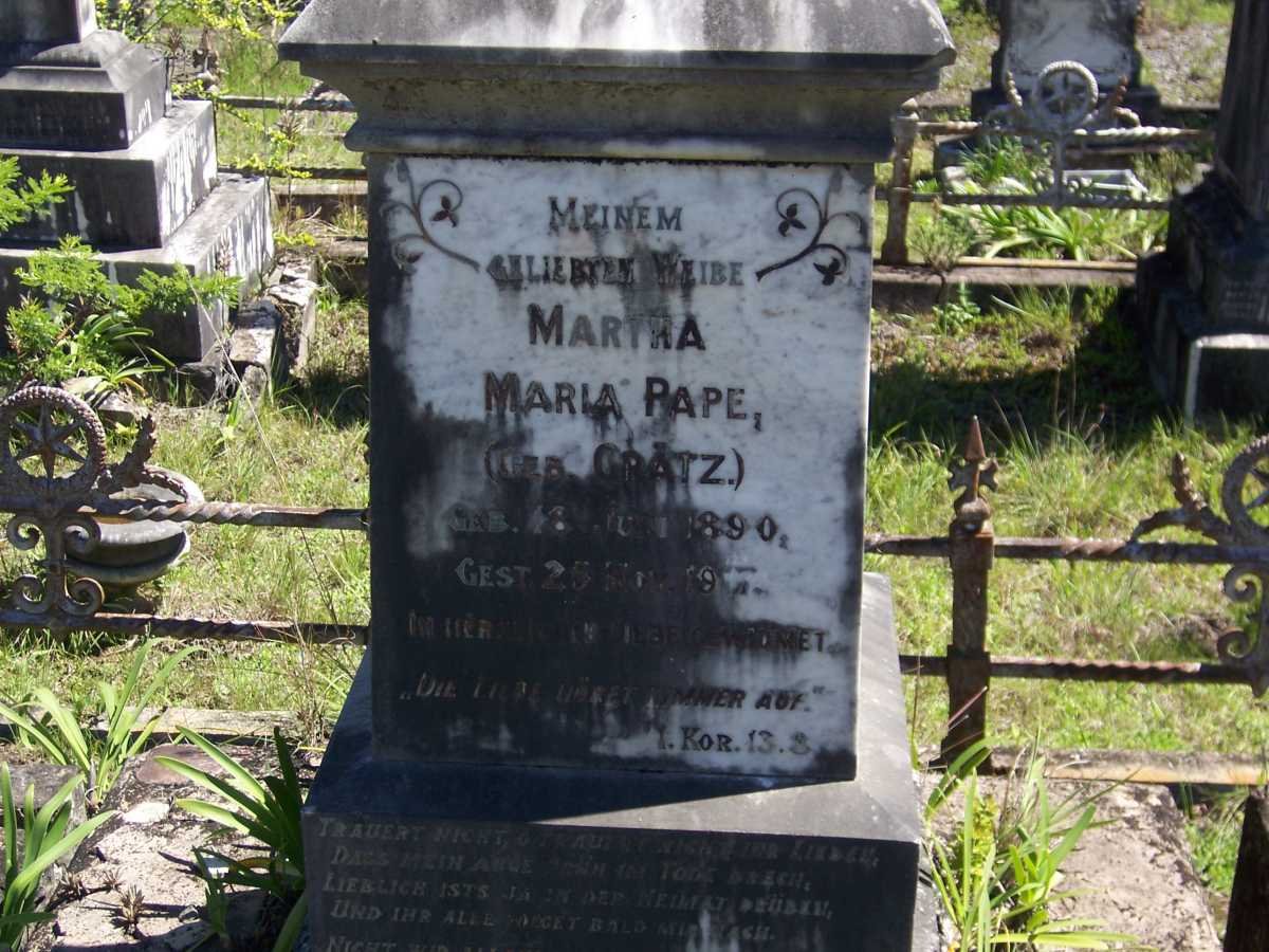 PAPE Martha Maria nee GRATZ 1890-1917