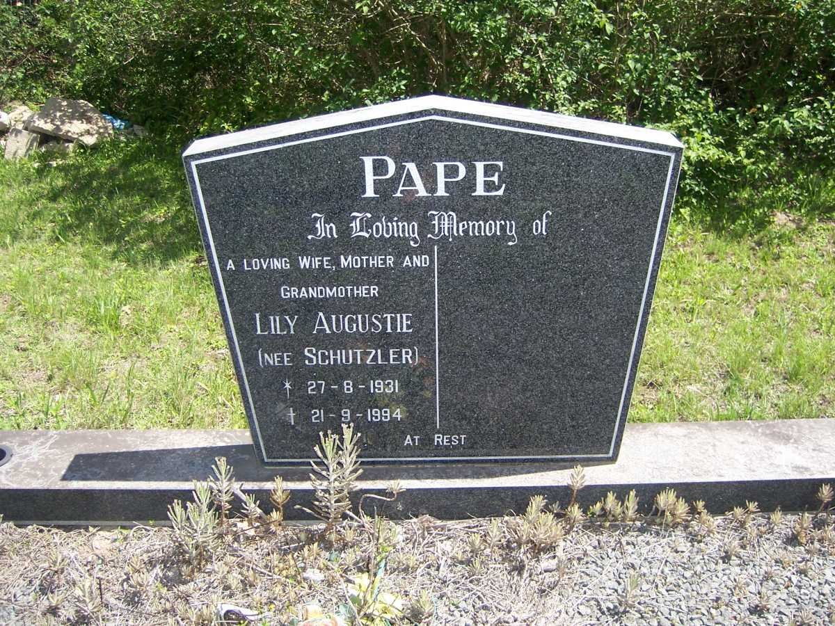 PAPE Lily Augustie nee SCHUTZLER 1931-1994