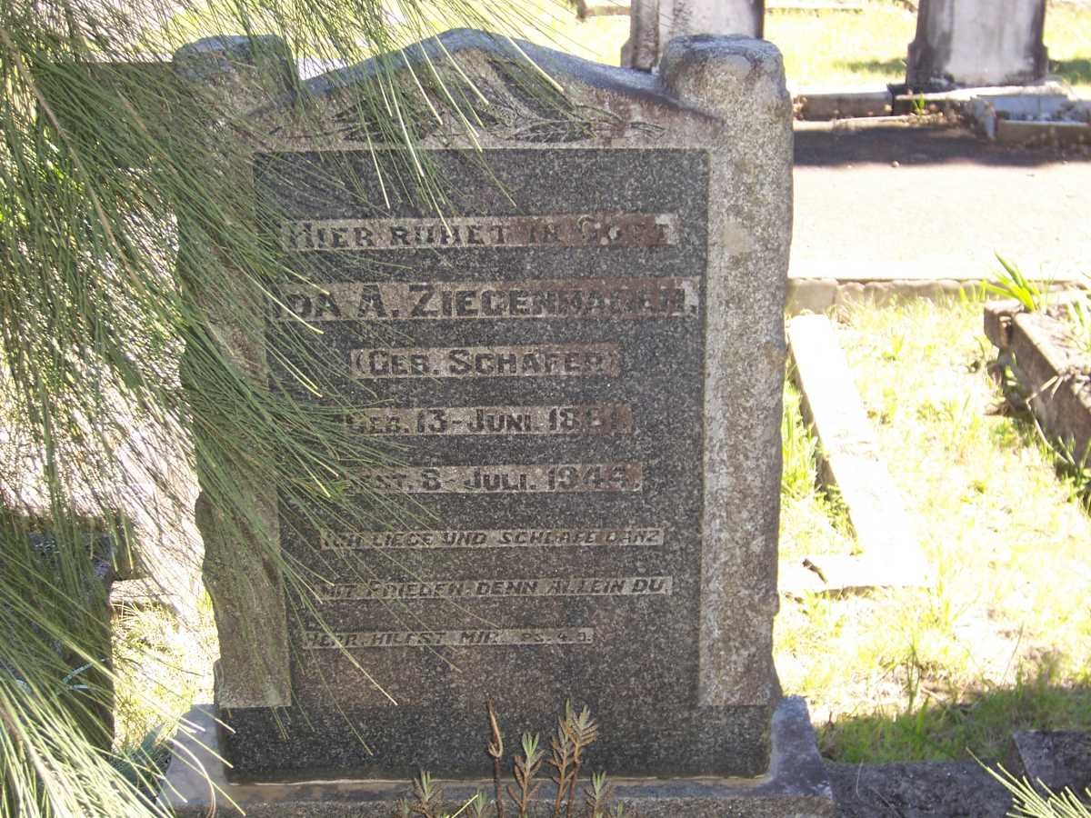 ZIEGENHAGEN Ida A. nee SCHAFER 1861-1944