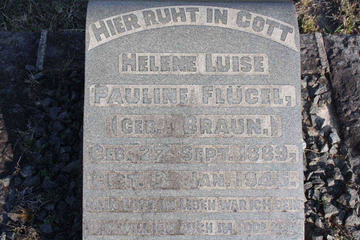 FLUGEL Helene Luise Pauline nee BRAUN 1889-1945