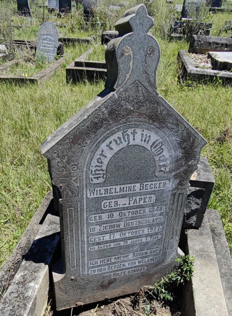 BECKER Wilhelmine nee PAPER 1848-1927