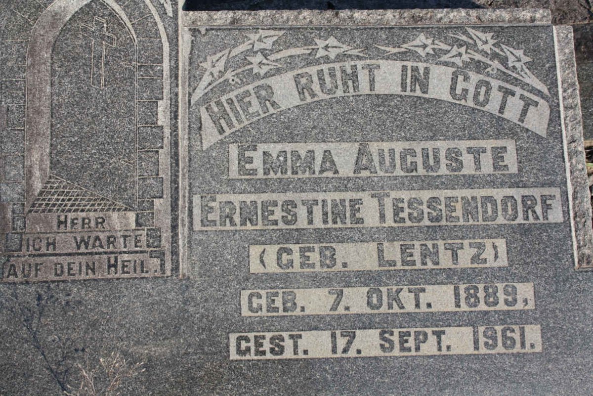 TESSENDORF Emma Auguste Ernestine nee LENTZ 1889-1961