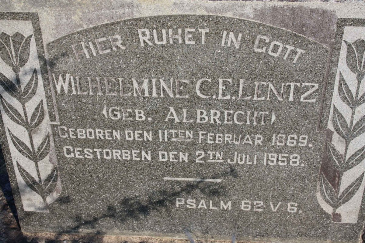 LENTZ Wilhelmine C.E. nee ALBRECHT 1869-1958