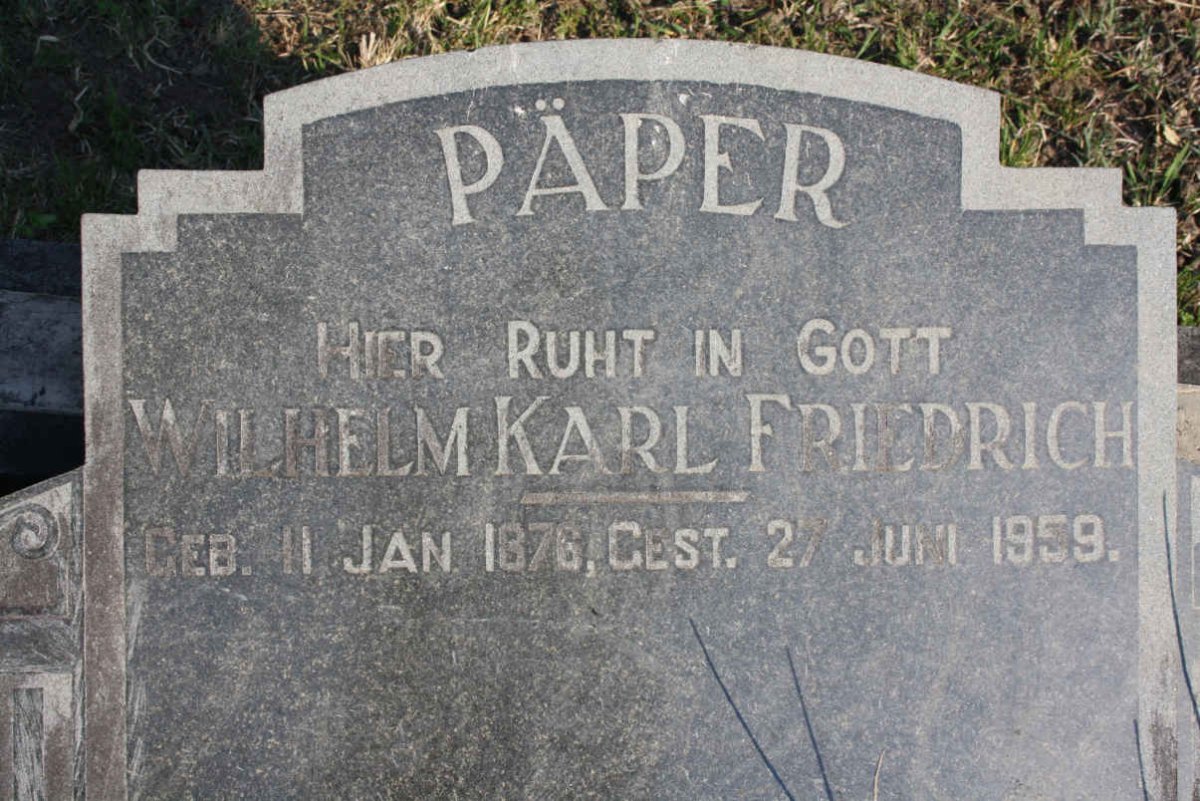 PAPER Wilhelm Karl Friedrich 1876-1959