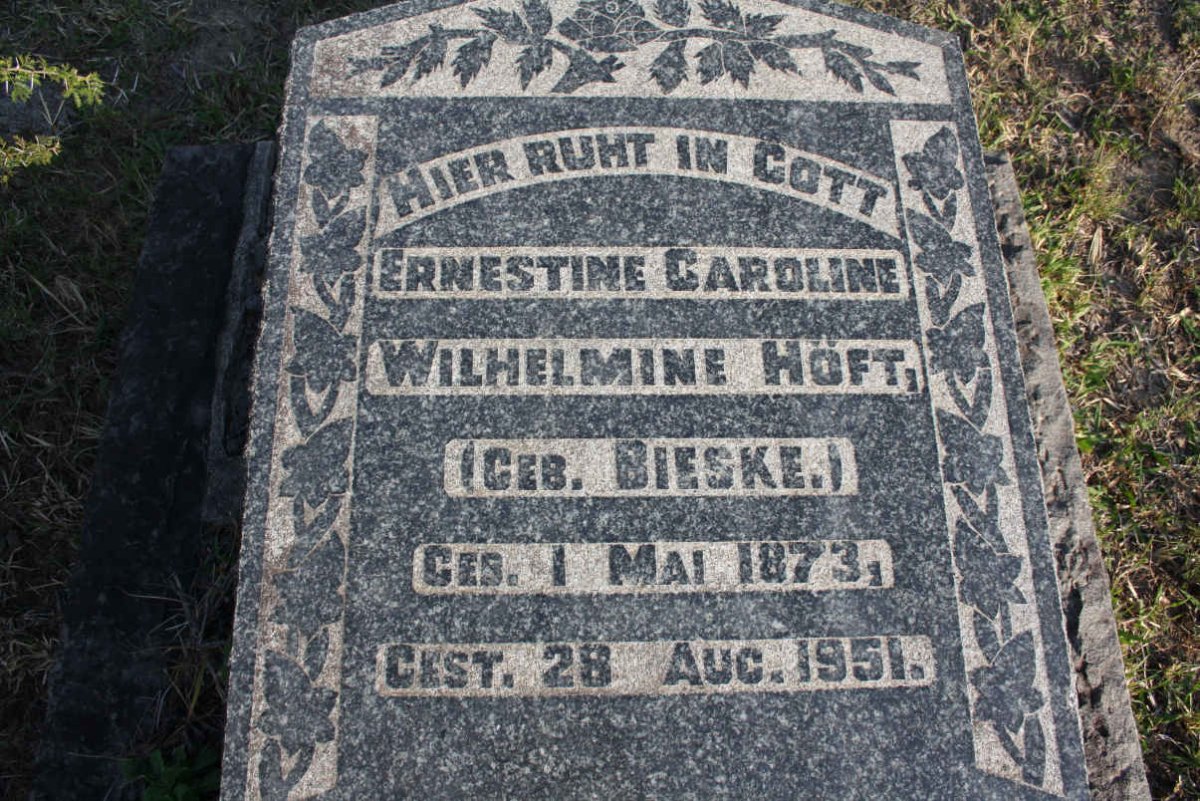 HOFT Ernestine Caroline Wilhelmine nee BIESKE 1873-1951