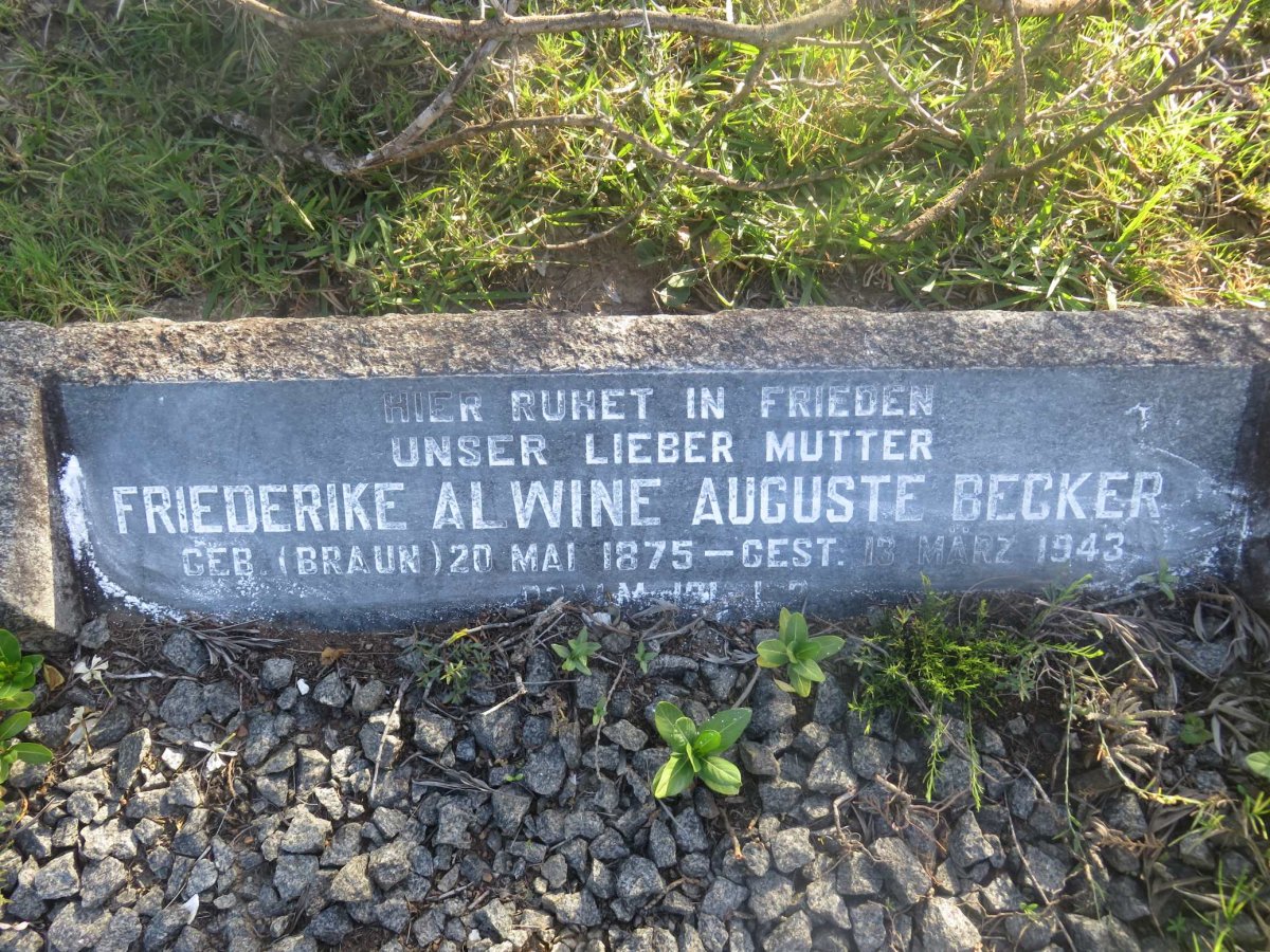 BECKER Friederike Alwine Auguste nee BRAUN 1875-1943