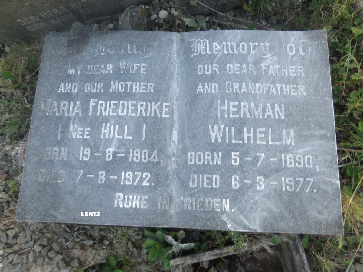 ? Herman Wilhelm 1890-1977 &amp; Maria Friederika HILL 1904-1972