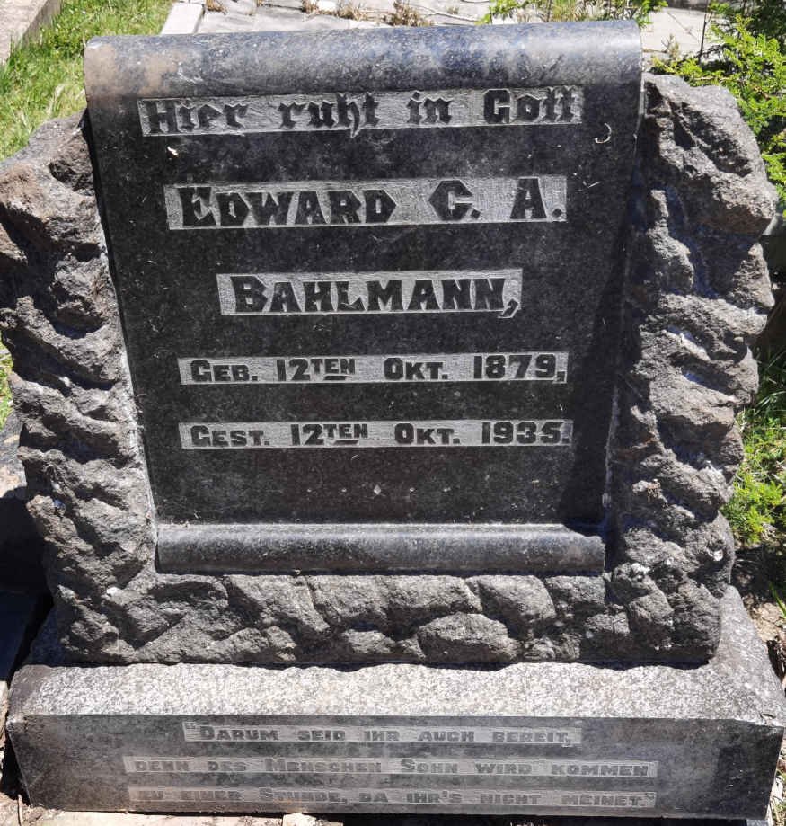BAHLMANN Edward C.A. 1879-1935