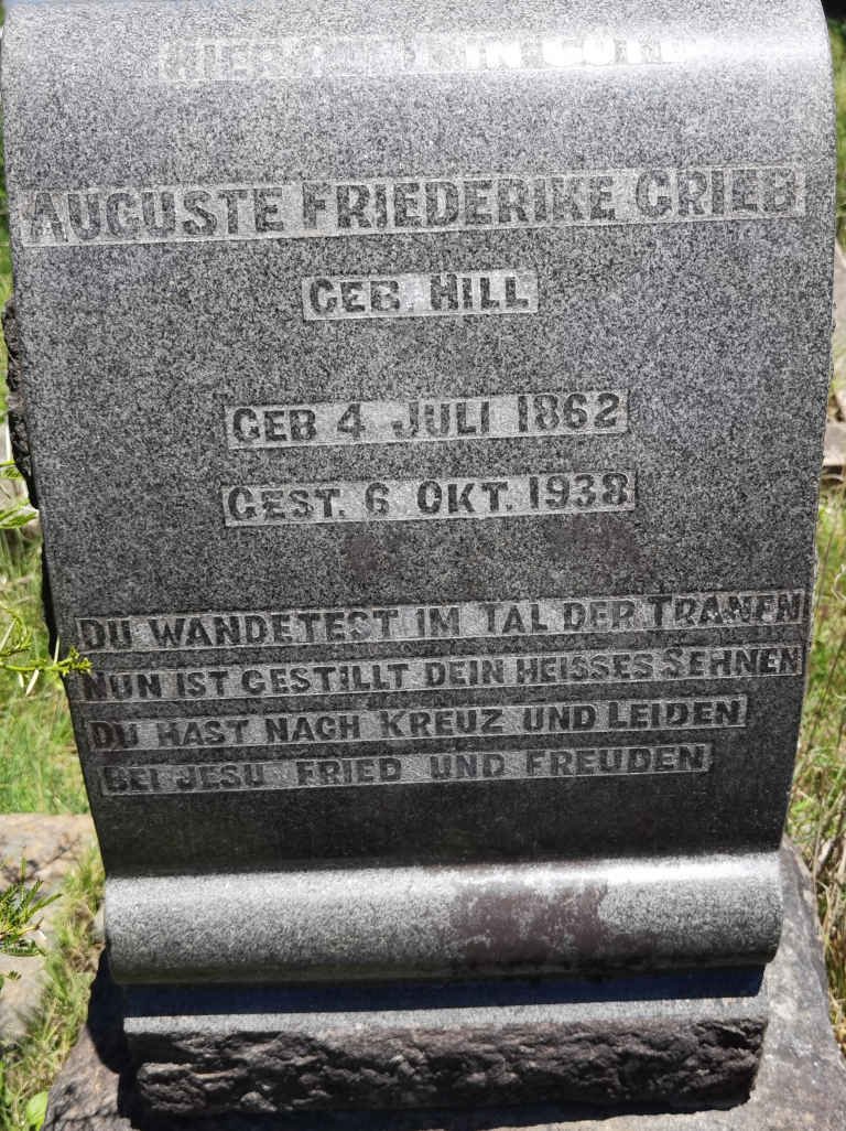GRIEB Auguste Friederike nee HILL 1862-1938